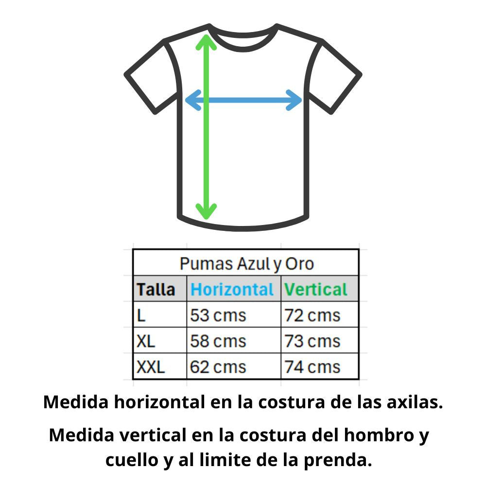 Pumas clásica, manga larga, azul y oro